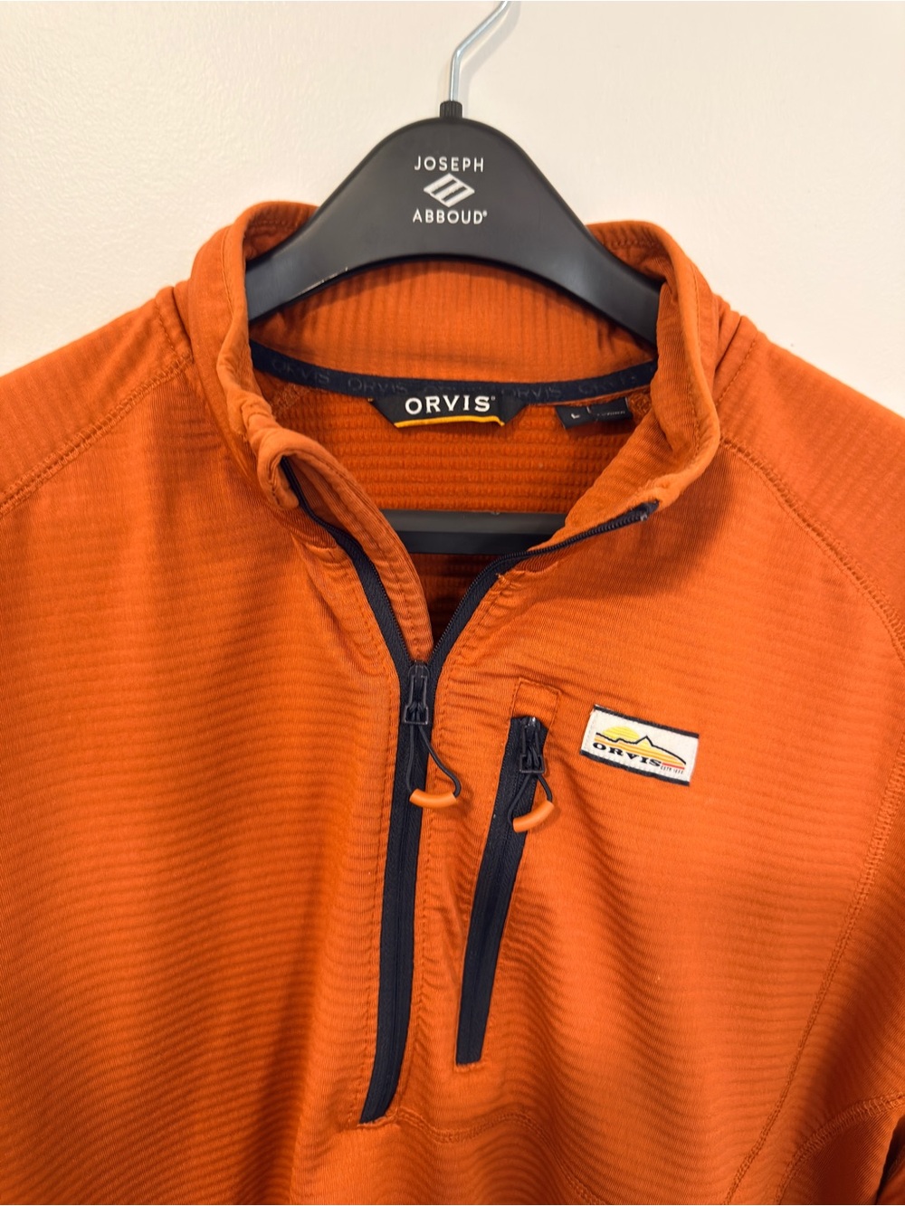 Orvis Men's Orange Performance Large Half-Zip Pullover - Picture 2 of 3